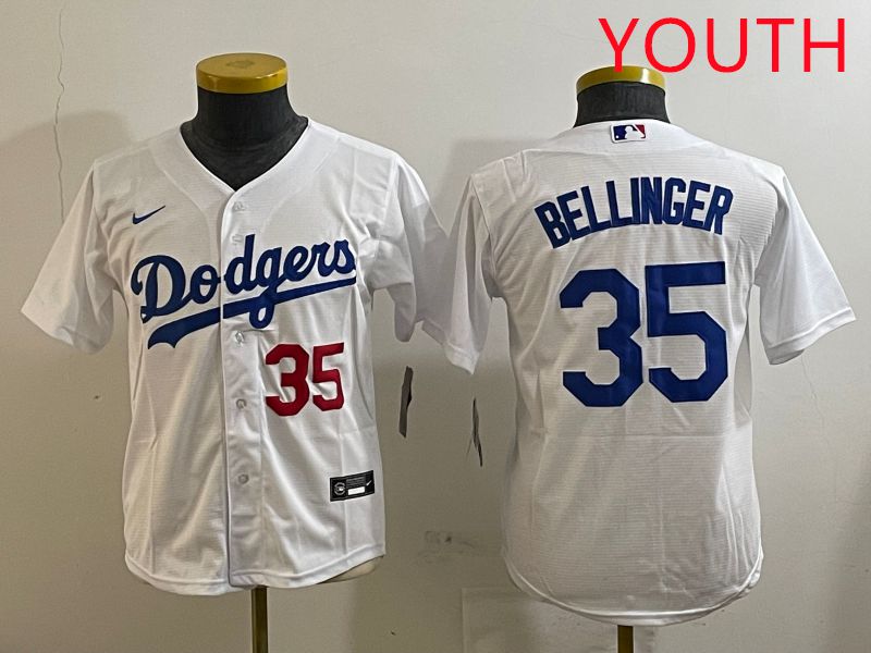 Youth Los Angeles Dodgers 35 Bellinger White Game 2025 Nike MLB Jersey style 5